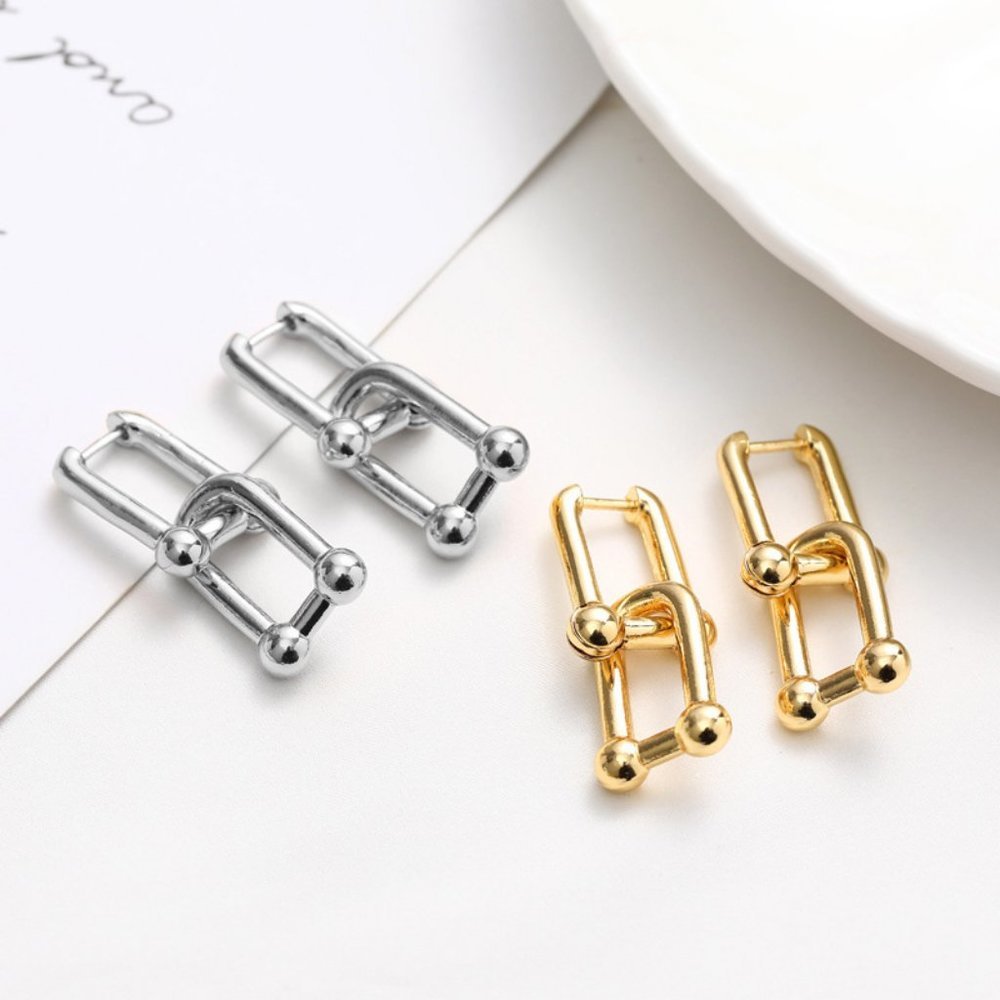 *NEW 925 Sterling Silver Double Link Earrings - Picture 8 of 10